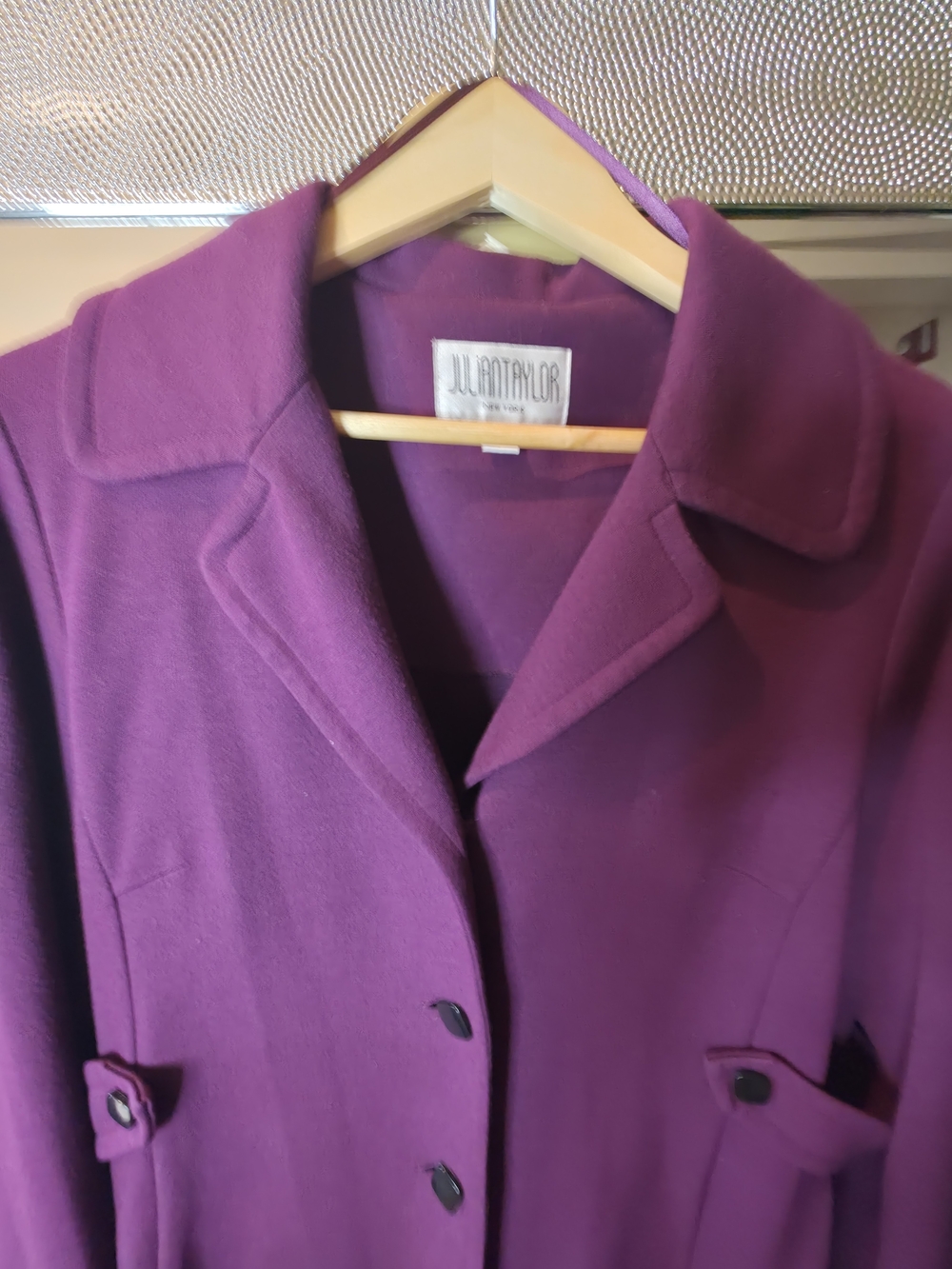 Julian Taylor Violet Wool Blend Trench Coat